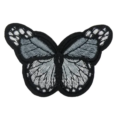 Produktbild von 1 Schmetterling Aufbügler, Applikation, 48x70mm, freie Farbwahl, Farbe:dunkelgrau-hellgrau