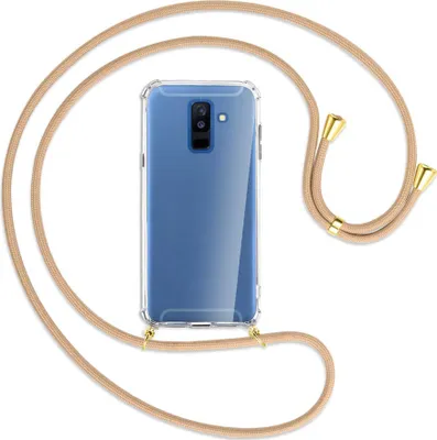 Produktbild von Handykette Backcover-Schutzhülle mit Band (Metall goldfarben) für Samsung Galaxy A6 Plus 2018 / J8 - beige