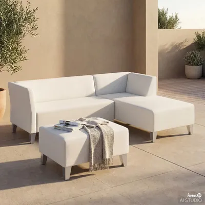 Produktbild von home24 Outdoor-Ecksofa mit Hocker - Creme