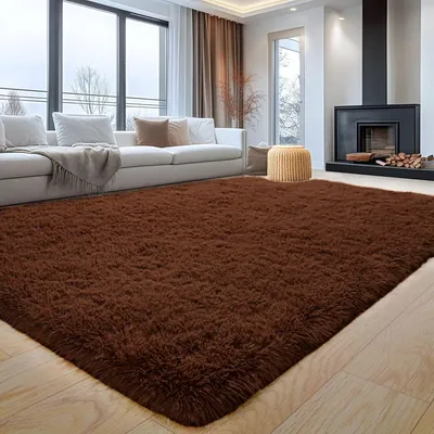 Imagen del producto de Alfombra marrón, 160 x 230 cm, antideslizante, para dormitorio