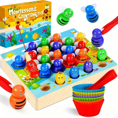 Immagine prodotto di 48 pezzi di giocattoli educativi Montessori, set per l'apprendimento dei colori. Giocattoli Montessori
