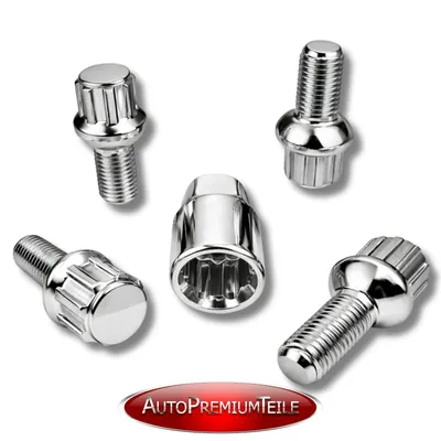 Produktbild von Felgenschloss M12x1,5x23mm Kugelbund R13 kompatibel mit Seat Skoda Smart VW 4x silberne Felgenschlösser Set