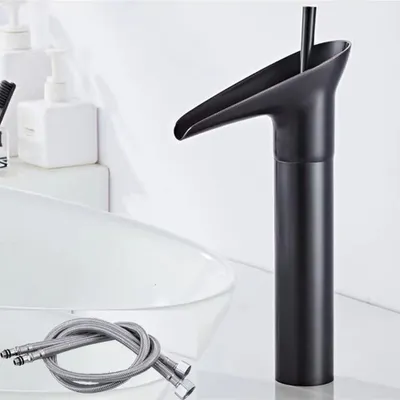 Produktbild von Antikmessing-Waschtischarmatur, Wasserfall-Einhebelmischer, hohe Waschtischarmatur im Retro-Gold-Stil, Einhebelmischer für Badezimmer