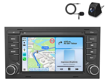Obrázok produktu pre Autorádio s mikrofónom a zadnou kamerou pre Audi A4 S4 RS4 B6 B7 B8 SEAT Exeo Wireless CarPlay Android Auto WiFi GPS Navi 64 GB RDS DSP DAB+ Bluetooth
