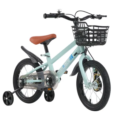 Produktbild von 16 Zoll Kinderfahrrad,Fahrrad Kinderrad mit Stützräder & Korb für ab 5-8 Jahre,Tretfahrrad Fahrrad für Schulung Outdoor Reiten,Höhenverstellbarer Sitz