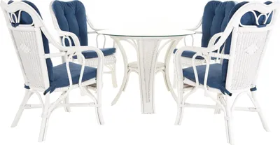 Produktbild von KRINES HOME Rattan Wintergartenset "Harrison" Wintergarten Garnitur Natur Rattanset Rattangruppe Rattanmöbel (Weiss)