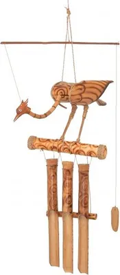 Produktbild von Bambus-Windspiel Vogel geflammt, natur aus Holz