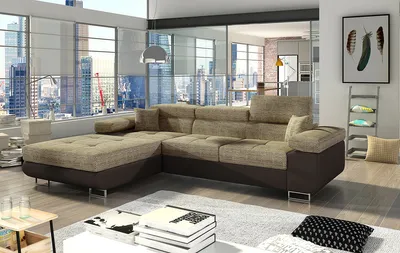 Produktbild von NABBI Ecksofa mit Zersetzung u Lagerraum Alkazar L - cappuccino / dunkelbraun