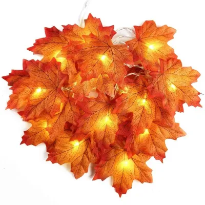 Ahornblatt-Lichterkette 3 m, 20 LEDs, batteriebetrieben, Herbstdeko