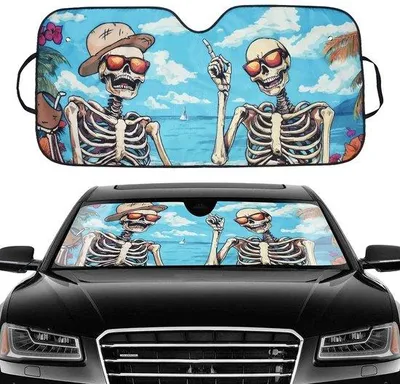 Image de Store de protection solaire avec motif - Store isolant thermique - Film d'aluminium - 137 x 70 cm