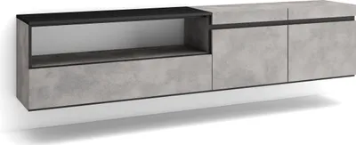 Produktbild von TV-Schrank, Lowboard, 200x35x45cm, Für TV-Geräte bis zu 80", Hängend, Zementgrau