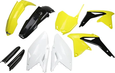 Produktbild von Verkleidungskit UFO PLAST 9-teilig Verkleidungssatz Kunststoff mit Gabelschutz für Suzuki RM-Z 450 ccm Bj. 2008 - 2017, Farbe:gelb / schwarz / weiß