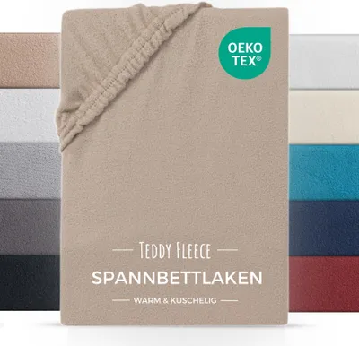 Produktbild von Teddy Fleece Winter Spannbettlaken 100x200 cm Bettlaken Braun