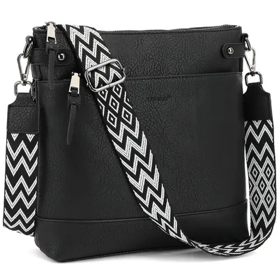 Produktbild von Schultertasche Mittel Damen Umhängetasche Crossbody Bag Leicht Tasche Bag Mit Verstellbar Abnehmbar Breiter Gurt Pendeln Reise Campus (Schwarz)