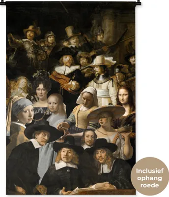 Produktbild von MuchoWow® Wandteppich Wandbehang Malerei - Collage - Alte Meister 90x135 cm Tapisserie Dekoration Wandtuch - Baumwolle - Wandskulptur