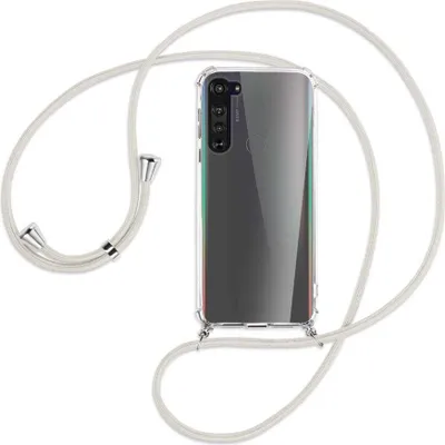 Produktbild von Handykette Backcover-Schutzhülle mit Band (Metall silberfarben) für Motorola Edge - broken white