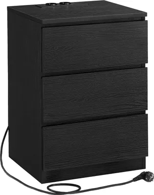 Produktbild von Beistelltisch – Nachttisch – Modernes Schwarz – 3 Schubladen – Holzspanplatte – 35 x 40 x 59 cm