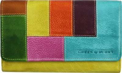 Produktbild von Green Burry Damen Geldbörse Rindleder Candy Shop 17x10.5x4cm, Verschluss: Überschlag, Riegel & Sicherheitsbügel mit Druckknopf, Fächer: 14 Karten, 3 Sichtfenster, 5 Einsteck, 1 Reißverschluss, 2 Scheine, 2-teiliges Kleingeldfach, Modell 860-77, 185g