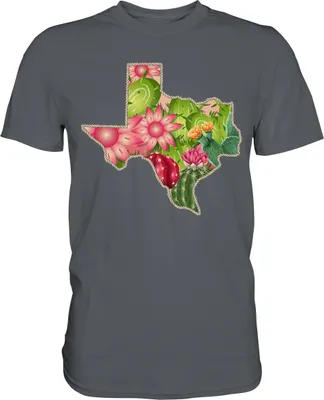 Produktbild von Texas Sukkulenten Kakteen Pflanzen Kaktus T-Shirt – Dark Grey / 3XL