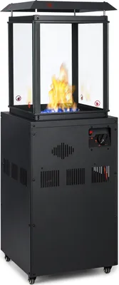 Produktbild von Blumfeldt Terrassenheizer, Outdoor-Gasheizstrahler, Heizpilz Gas für Terrasse, Garten & Balkon, Terrassen-Heizer mit Elektrischer Zündung, 360°Flammen-Blick, Gas-Heizstrahler mit Bodenrollen