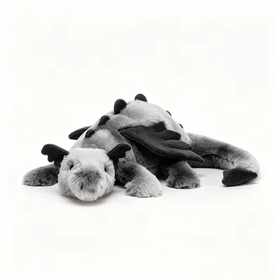 Produktbild von Plüsch Drache Kuscheltier Kissen 50 cm Dino Spielzeug Kuscheldrache Grau