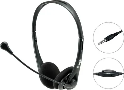 Produktbild von Equip Stereo-Headset mit Stummschaltung, Kabelgebunden, Büro/Callcenter, 20 - 20000 Hz, 85 g, Kopfhörer, Schwarz