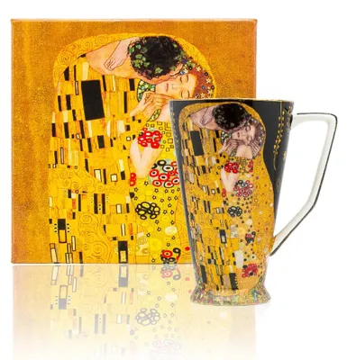 Produktbild von HOME ELEMENTS Porzellanbecher 500 ml, Klimt, Kiss, schwarz