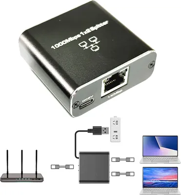 Produktbild von B19C RJ45 Adapter Splitter Verteiler 1:2 Ethernet LAN Netzwerkkabel Kabel CAT56 bis 100m