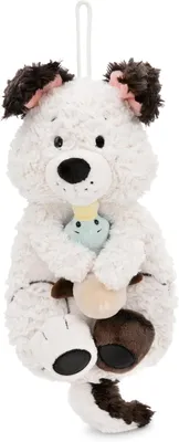 Productafbeelding van Warmwaterkruik met hond en eend, 350 ml, 30 cm, wit. Knuffelbare warmtebron in de vorm van een dier, geschikt vanaf 10 maanden. Pluche warmwaterkruik voor kinderen en volwassenen