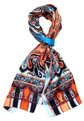 Produktbild von r Seidenschal mit Paisleymuster und harmonischen Farben