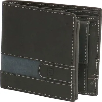 Produktbild von Geldbörse-Portmonee-Geldbeutel-Leder-Schwarz Querformat-9x11x2,5cm-Bowatex