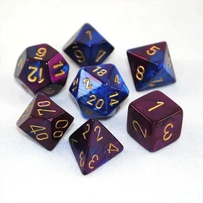 Image de Chessex Chessex Gemini Bleu-Violet Or Polydice Cube Set 7 pièces