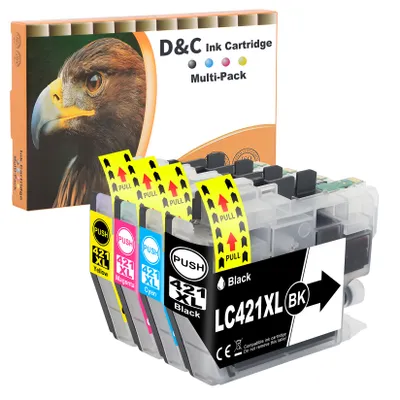 Produktbild von D&C 4x LC421XL LC-421XLVAL Patronen Kompatibel für Brother LC421 LC421VAL LC-421XL für Brother DCP-J1050DW DCP-J1140DW MFC-J1010DW DCP-J1800DW