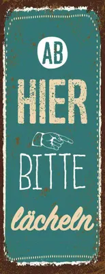 Produktbild von vianmo Holzschild 27x10 cm Ab hier bitte lächeln Lachen Glück