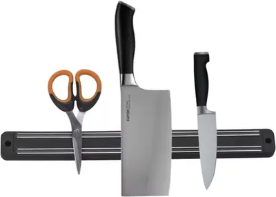 Obrázok produktu pre Držiak na nože - Magnetický držiak na nože - Magnet na nože - Magnet na nože - Na montáž na stenu - Magnetický - Čierna farba - 1 kus - 33 cm