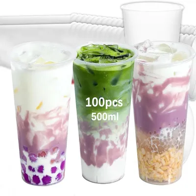 Immagine prodotto di Bicchieri da festa - Bicchieri in plastica PP con coperchio - 100 pezzi - Riutilizzabili - Lavabili in lavastoviglie - Senza BPA - Resistenti alle temperature da -20 °C a 100 °C - Trasparenti opachi