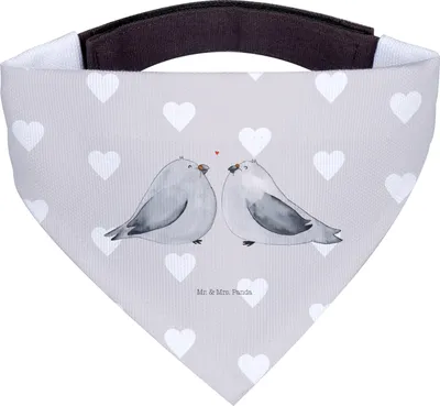 Produktbild von Mr. & Mrs. Panda Hundehalstuch M Turteltauben Liebe - Grau Pastell - Geschenk, Jahrestag, Hund Halstuch, Tuch für Hunde, Verliebt, Hochzeitstag, Pärchen, Freundin