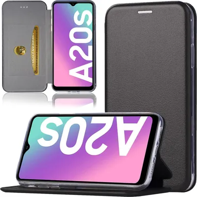 Produktbild von Handy Schutz Hülle für Samsung Galaxy A20s Handytasche mit Magnetdeckel Kartenfach und Standfunktion Klapphülle Schwarz