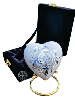 Productafbeelding van Witte roos aandenken urn mini hart crematie urn voor menselijke as