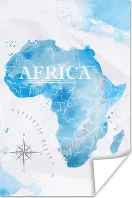 Produktbild von MuchoWow® Poster Karten - Afrika - Aquarell 80x120 cm - Papierdruck