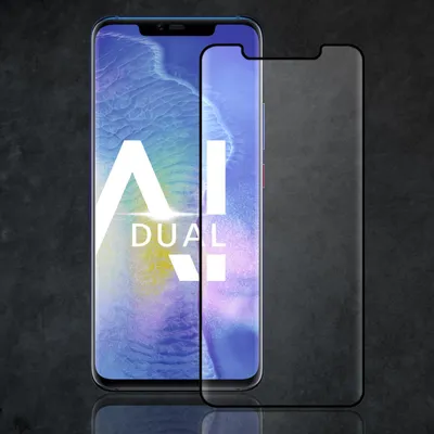 A smartphone screen protector is shown in front of a smartphone.