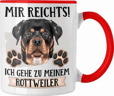 Produktbild von Trendation - Rottweiler Besitzer Tasse Geschenk Lustiger Spruch Geschenkidee Mir Reichts Ich Geh Zu Meinem Rottweiler (Rot)