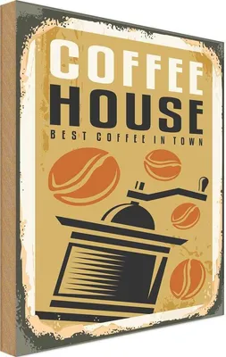 Produktbild von vianmo Holzschild 18x12 cm Kaffee Coffee House best in town Essen Trinken