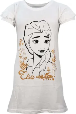 Produktbild von Disney Die Eiskönigin Elsa kurzarm Schlafshirt Nachthemd Schlafkleid – Weiß / 104
