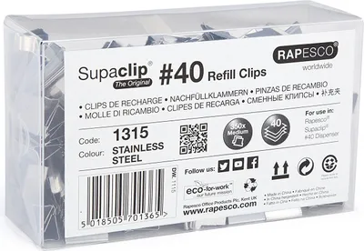 Image de RAPESCO  1315 RAPESCO Dokumentenclips Supaclip 40, Edelstahl, 350 Stück