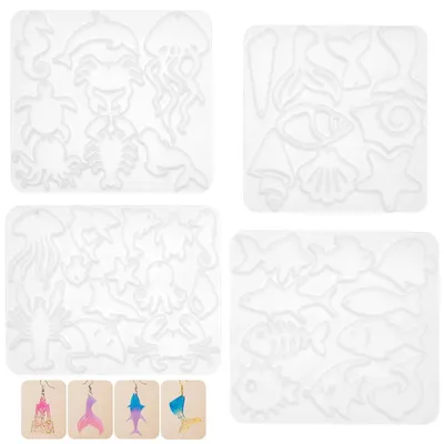 4er-Set Silikon-Ohrringformen mit Meeresmotiven