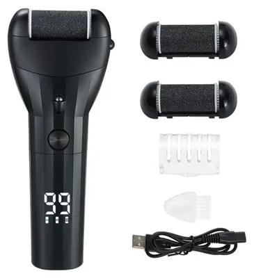 Produktbild von INF Elektrische Hornhautfeile Digitalanzeige ABS 16cm USB 3 Stufen Schwarz