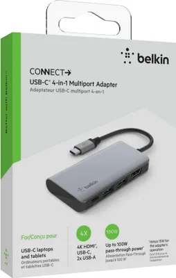 Image de Belkin CONNECT Adaptateur USB-C 4 en 1 multiport AVC006btSGY
