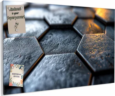 Produktbild von Magnettafel 90x60cm magnetisch & beschreibbar Metall-Board - Hexagon Fliesenstrukur
