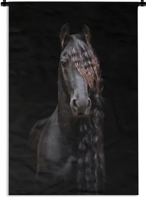 Produktbild von MuchoWow® Wandteppich Wandbehang Pferde - Friesisch - Mähne - Schwarz - Tiere 120x180 cm Tapisserie Dekoration Wandtuch - Schlafzimmer - Dekorationen für das Haus